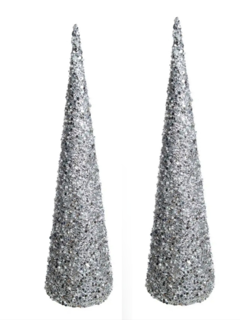 ROBERT STANLEY Home 2Pc Sequin Glitter Decorative Christmas Tree Set Holiday NWT